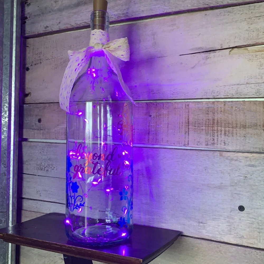 ‘Beyond Grateful’ logo lg wine bottle lantern